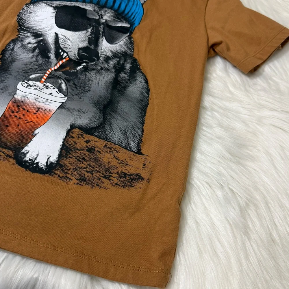 The Children’s Place Graphic Wolf Short Sleeve Shirt - Boys Size M (7/8)